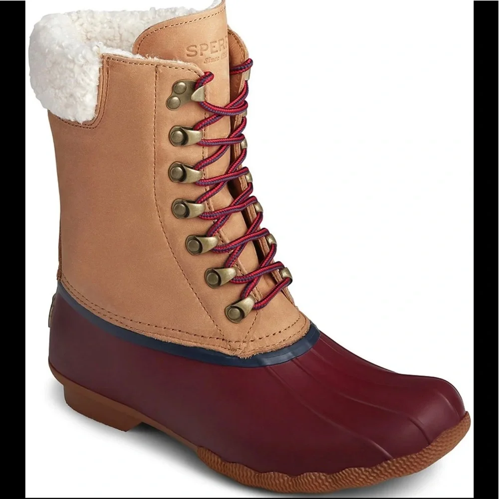 NWT Sperry Saltwater Tall Leather Cozy Duck Boots‎